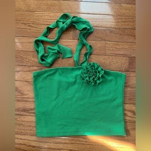 Commense Green Tube Crop Top w Flower size S